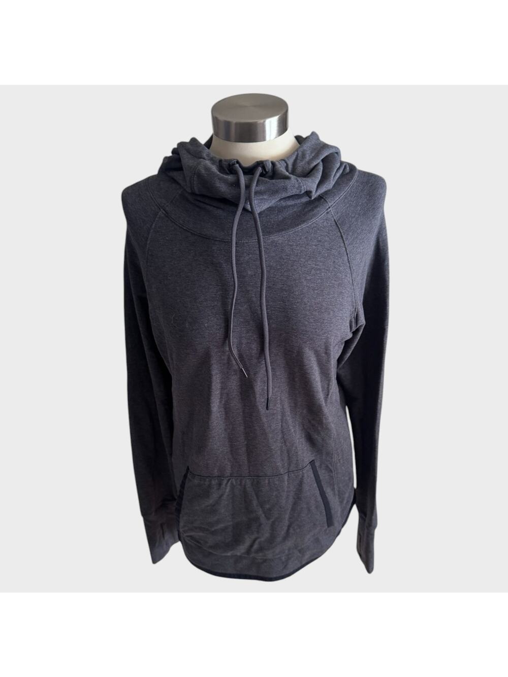 Athleta Womens Small Gray Cowl Neck Pocket Sweatshirt Hooded
